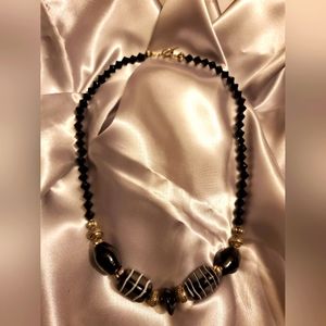 Women Black,White and Silver Chunky Necklace